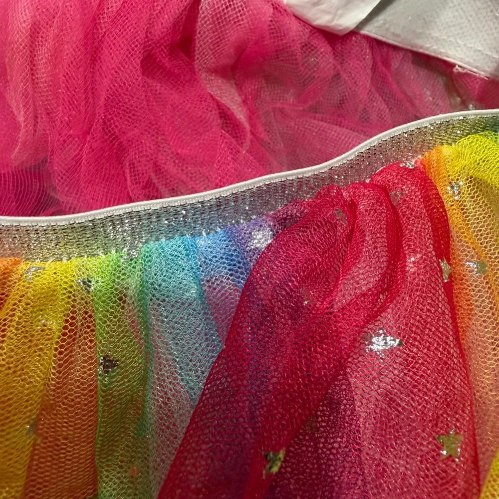 Her Accessories Tutu Skirt Girls OS Rainbow Excellent Star Print Mesh Tulle